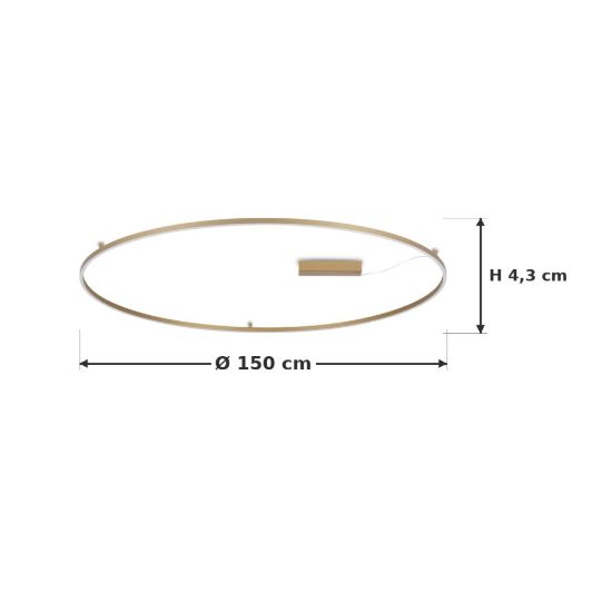 Ideal lux oracle slim plafoniera ad anello led 83w 3000k 150cm per soggiorno ottone