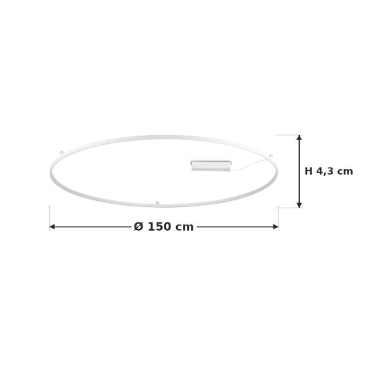 Ideal lux oracle slim plafoniera ad anello led 83w 3000k 150cm per soggiorno moderna bianca