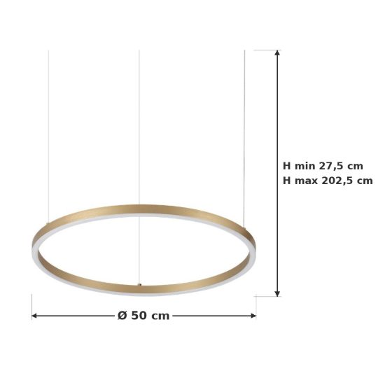 Ideal lux oracle slim lampadario ad anello led 29w 3000k 50cm per soggiorno ottone