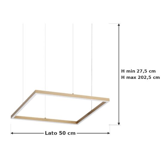 Ideal lux oracle slim lampadario ad anello quadrato led 33w 3000k 50cm per soggiorno ottone