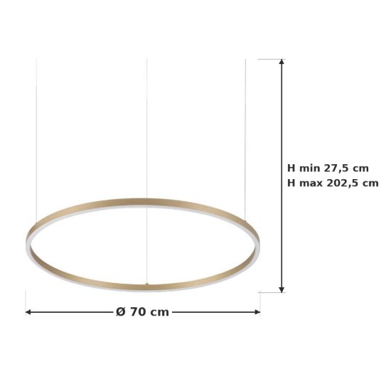 Ideal lux oracle slim lampadario ad anello led 37w 3000k 70cm per soggiorno ottone