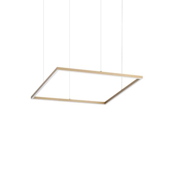Ideal lux oracle slim lampadario ad anello quadrato led 44w 3000k 70cm per soggiorno ottone