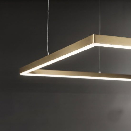 Ideal lux oracle slim lampadario ad anello quadrato led 44w 3000k 70cm per soggiorno ottone
