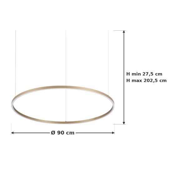 Ideal lux oracle slim lampadario ad anello led 53w 3000k 90cm per soggiorno ottone