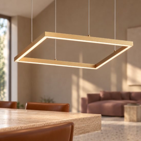 Ideal lux oracle slim lampadario ad anello quadrato led 53w 3000k 90cm per soggiorno ottone