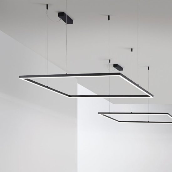 Ideal lux oracle slim lampadario ad anello quadrato led 53w 3000k 90cm per soggiorno ottone
