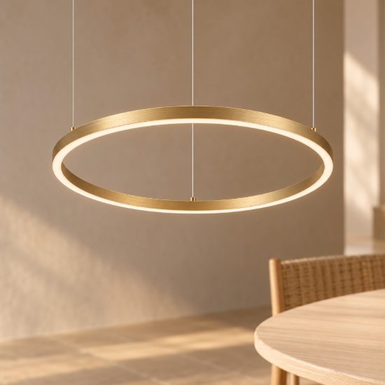 Ideal lux oracle slim lampadario ad anello led 81w 3000k 150cm per soggiorno ottone