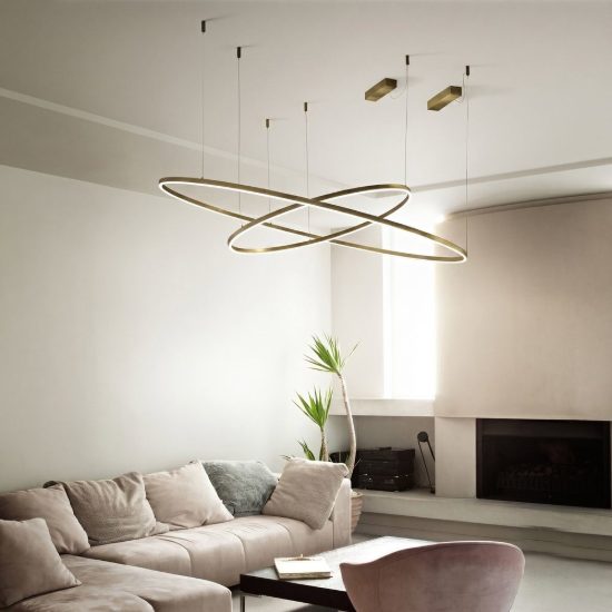 Ideal lux oracle slim lampadario ad anello led 81w 3000k 150cm per soggiorno ottone