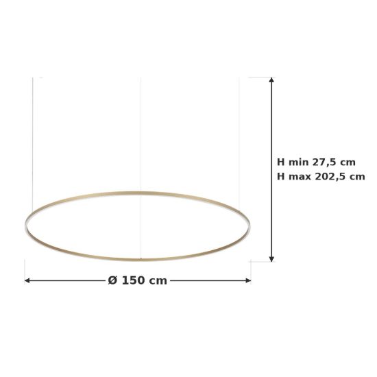 Ideal lux oracle slim lampadario ad anello led 81w 3000k 150cm per soggiorno ottone