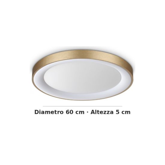 Ideal lux planet plafoniera tonda led 29w 3000k 60cm per camera da letto contemporanea ottone