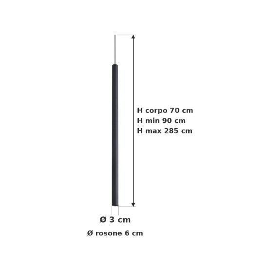Ideal lux look lampada a sospensione cilindrica led 11,5w 3000k 70cm per cucina nera