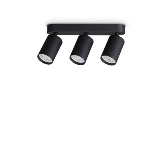 Ideal lux dynamite plafoniera lineare con 3 faretti cilindrici gu10 27,5cm nera