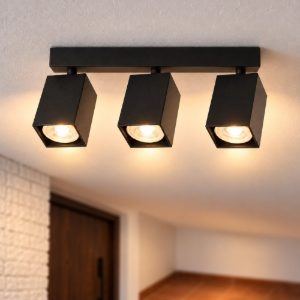 Ideal lux dynamite plafoniera lineare con 3 faretti a sezione quadrata gu10 27,5cm nera