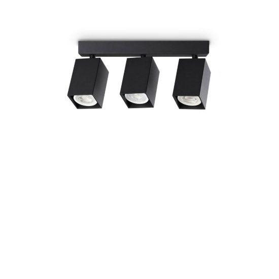 Ideal lux dynamite plafoniera lineare con 3 faretti a sezione quadrata gu10 27,5cm nera