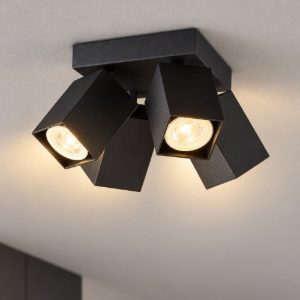 Ideal lux dynamite plafoniera con 4 faretti a sezione quadrata gu10 13,5cm nera