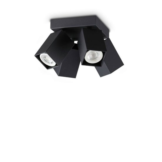 Ideal lux dynamite plafoniera con 4 faretti a sezione quadrata gu10 13,5cm nera