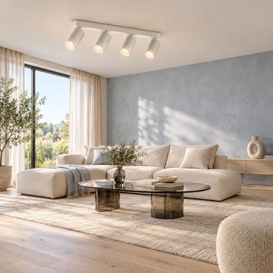 Ideal lux dynamite plafoniera lineare con 4 faretti cilindrici gu10 38,5cm bianca