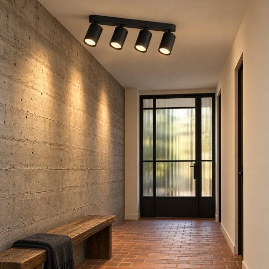 Ideal lux dynamite plafoniera lineare con 4 faretti cilindrici gu10 38,5cm nera