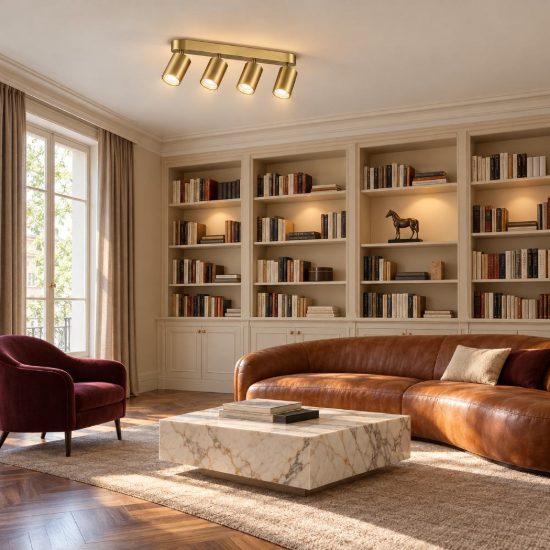 Ideal lux dynamite plafoniera lineare con 4 faretti cilindrici gu10 38,5cm ottone