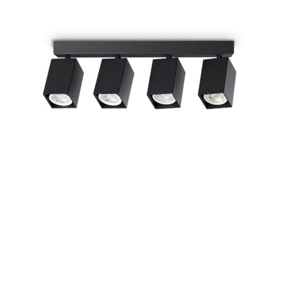 Ideal lux dynamite plafoniera lineare con 4 faretti a sezione quadrata gu10 38,5cm nera