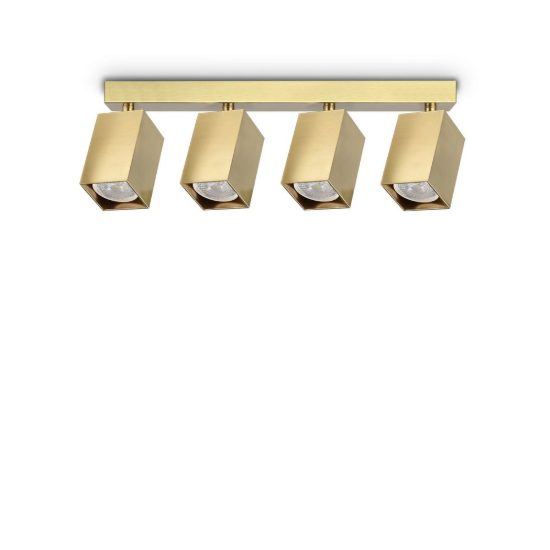 Ideal lux dynamite plafoniera lineare con 4 faretti a sezione quadrata gu10 38,5cm ottone