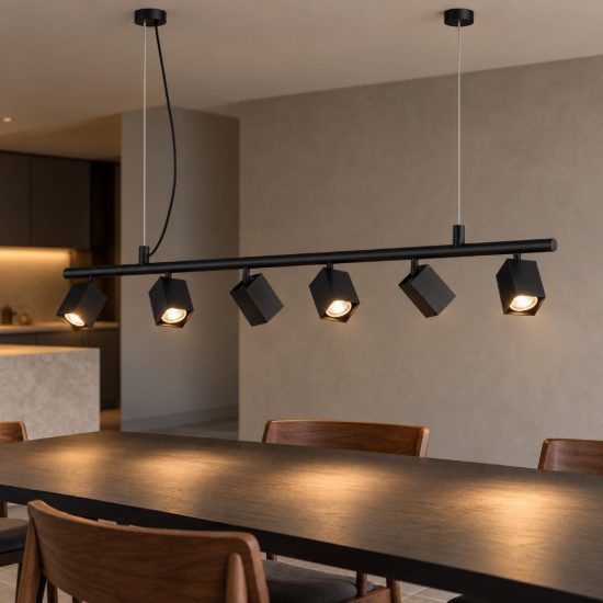 Ideal lux dynamite lampadario lineare con 6 faretti a sezione quadrata 115,5cm nero