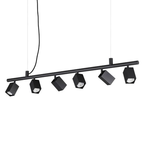 Ideal lux dynamite lampadario lineare con 6 faretti a sezione quadrata 115,5cm nero