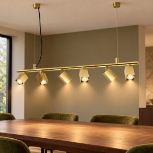 Ideal lux dynamite lampadario lineare con 6 faretti a sezione quadrata 115,5cm ottone