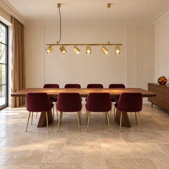 Ideal lux dynamite lampadario lineare con 6 faretti a sezione quadrata 115,5cm ottone