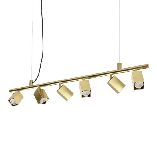 Ideal lux dynamite lampadario lineare con 6 faretti a sezione quadrata 115,5cm ottone