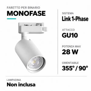 Ideal lux dynamite faretto per binario monofase cilindrico gu10 moderno bianco