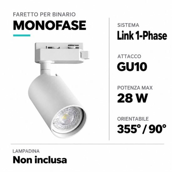 Ideal lux dynamite faretto per binario monofase cilindrico gu10 moderno bianco