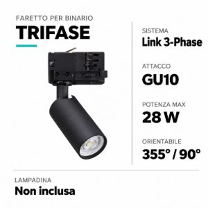 Ideal lux dynamite faretto per binario trifase cilindrico mini gu10 moderno nero
