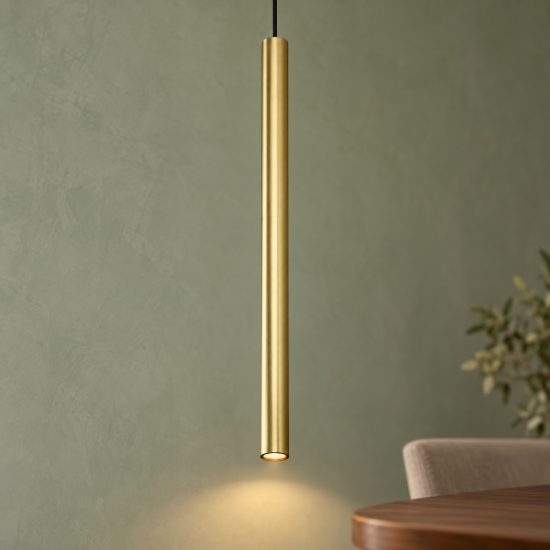Ideal lux look lampada a sospensione cilindrica 70cm ø6 per cucina ottone