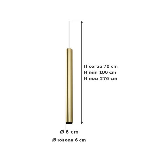 Ideal lux look lampada a sospensione cilindrica 70cm ø6 per cucina ottone