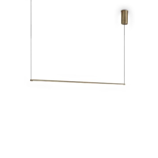 Ideal lux essence lampadario lineare a sezione tonda led 19w 3000k 115cm per cucina ottone