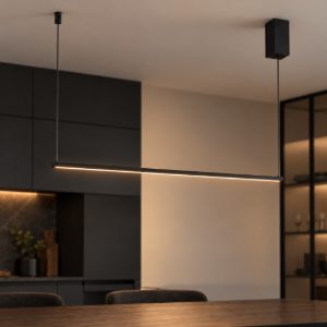 Ideal lux essence lampadario lineare a sezione quadrata led 19w 3000k 115cm per cucina nero