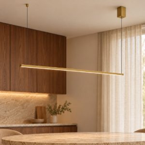 Ideal lux essence lampadario lineare a sezione quadrata led 19w 3000k 115cm per cucina ottone