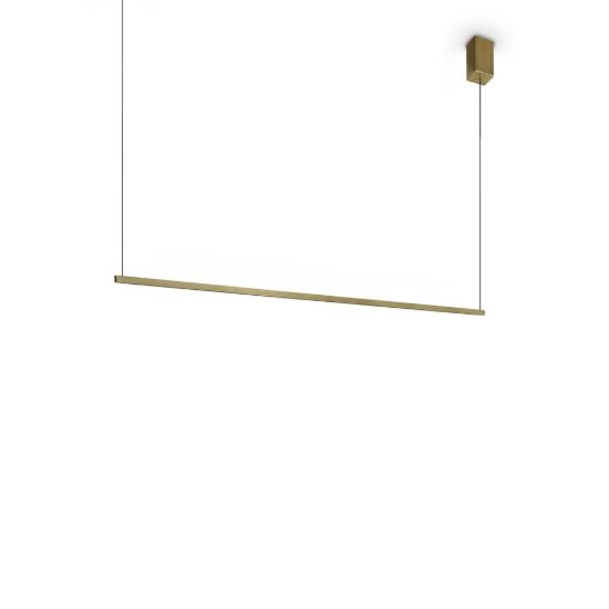 Ideal lux essence lampadario lineare a sezione quadrata led 19w 3000k 115cm per cucina ottone