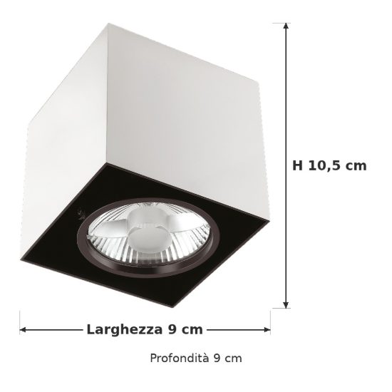 Ideal lux mood faretto da soffitto orientabile squadrato gu10 led 7w 3000k per corridoio bianco