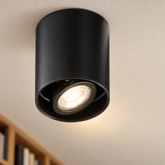 Ideal lux mood faretto da soffitto orientabile cilindrico gu10 led 7w 3000k per corridoio nero