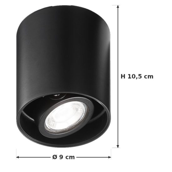 Ideal lux mood faretto da soffitto orientabile cilindrico gu10 led 7w 3000k per corridoio nero