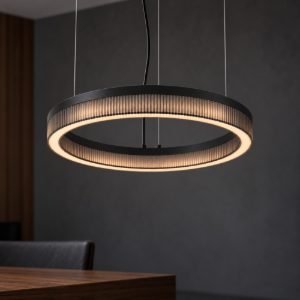 Ideal lux crown lampadario ad anello led 43w 3000k 80cm per soggiorno contemporaneo nero