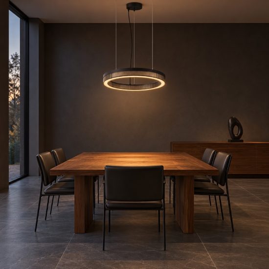 Ideal lux crown lampadario ad anello led 43w 3000k 80cm per soggiorno contemporaneo nero