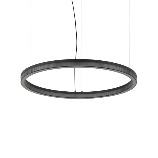 Ideal lux crown lampadario ad anello led 43w 3000k 80cm per soggiorno contemporaneo nero