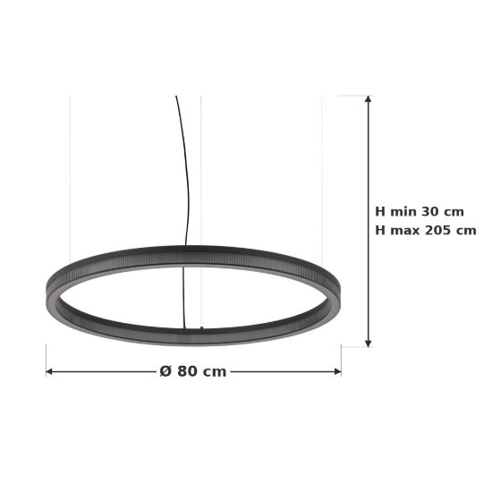 Ideal lux crown lampadario ad anello led 43w 3000k 80cm per soggiorno contemporaneo nero