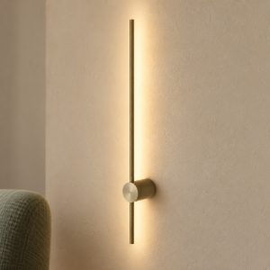 Ideal lux essence applique lineare a sezione tonda led 12w 3000k 75cm per soggiorno ottone