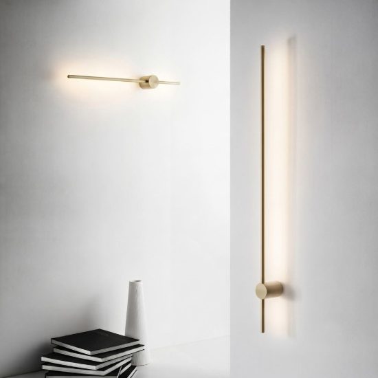 Ideal lux essence applique lineare a sezione tonda led 12w 3000k 75cm per soggiorno ottone