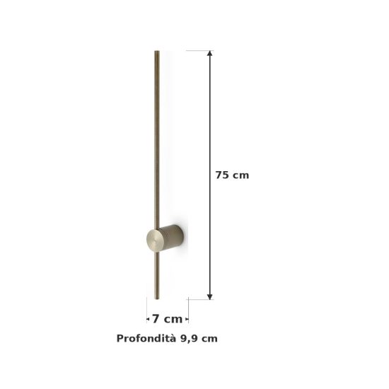 Ideal lux essence applique lineare a sezione tonda led 12w 3000k 75cm per soggiorno ottone