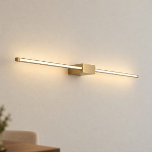 Ideal lux essence applique lineare a sezione quadrata led 12w 3000k 75cm per soggiorno ottone